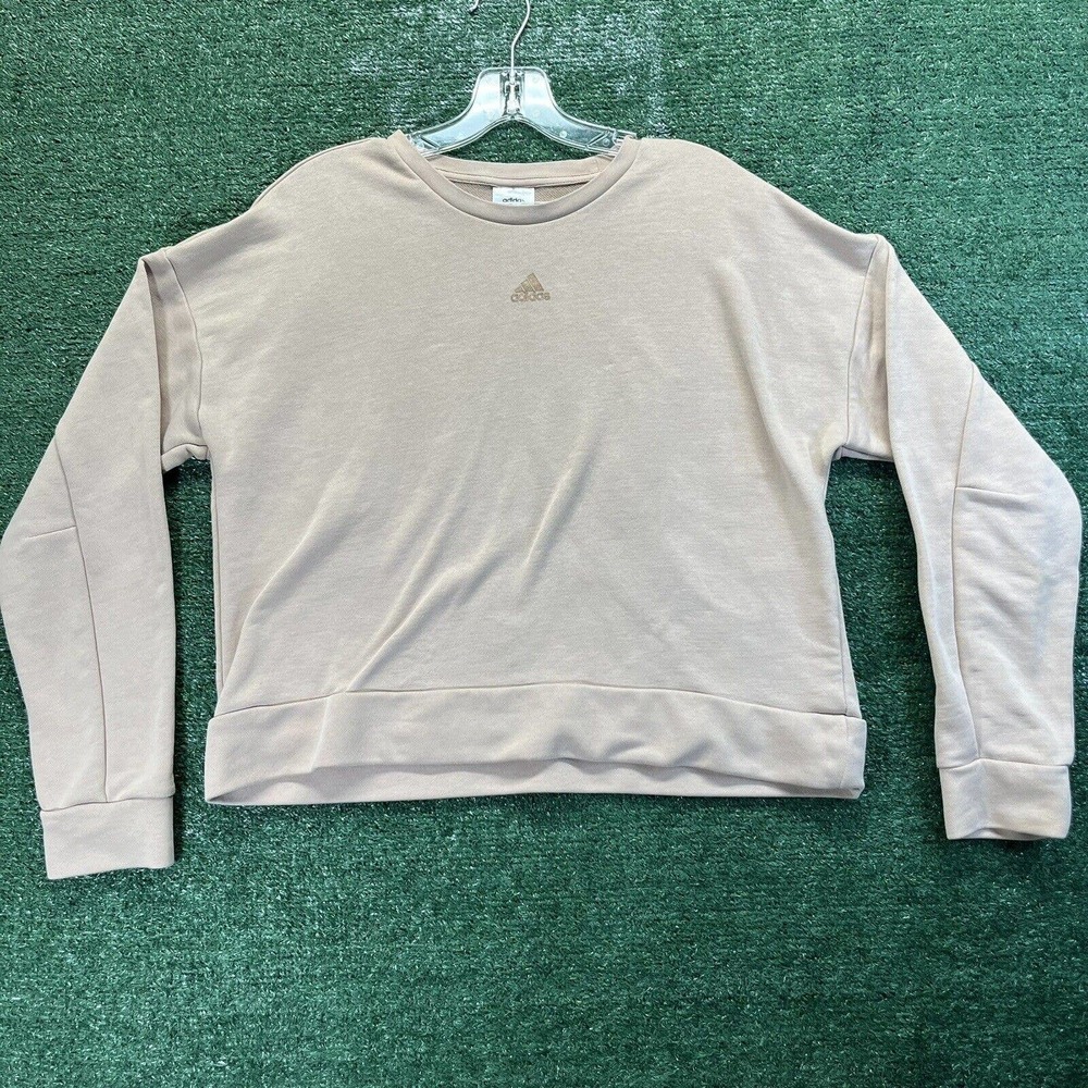 Adidas Women Sweater Large Pink Crop Top Long Sleeve Sweater
